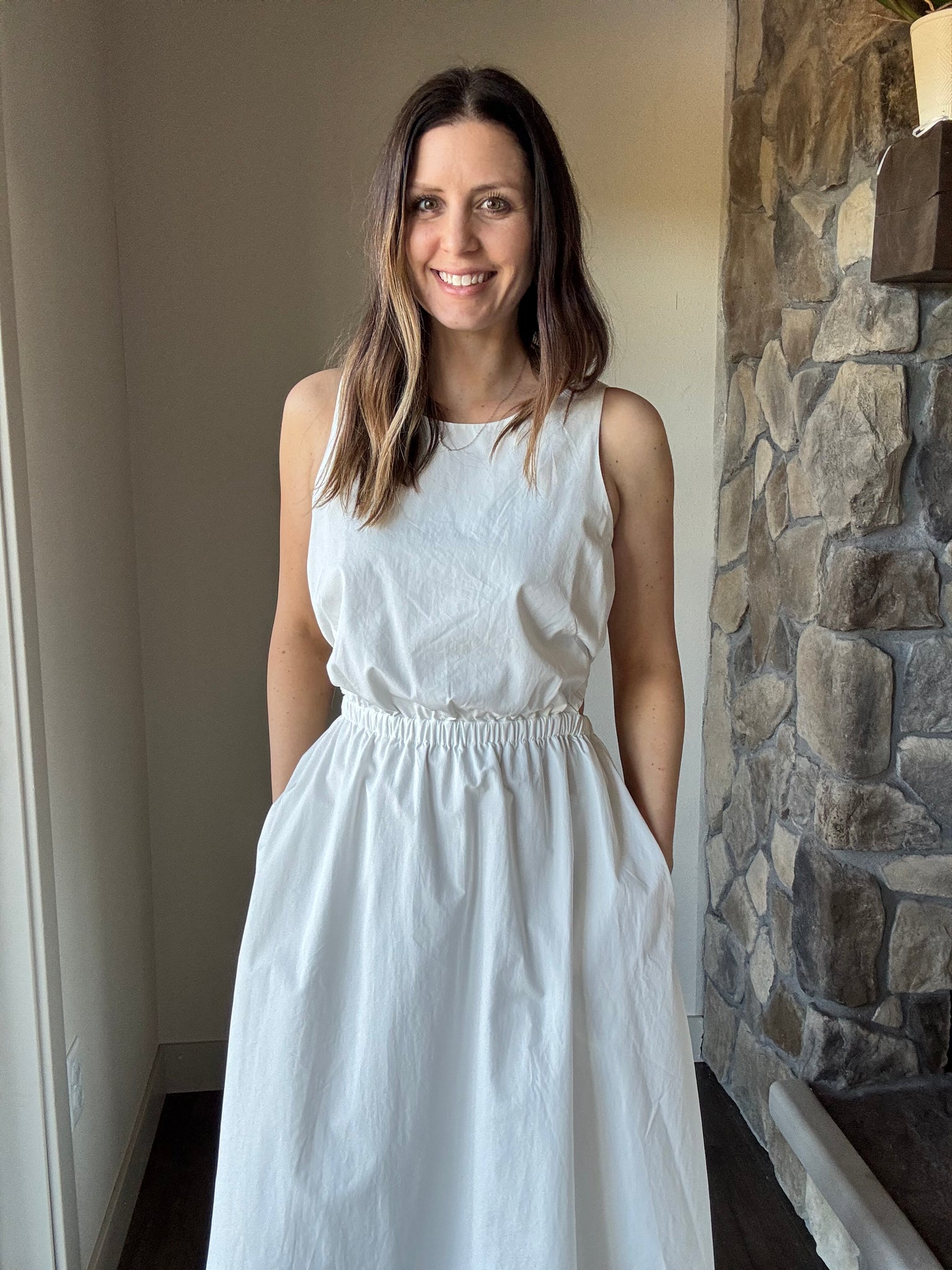 white open back cotton a-line dress Cloth + Stone white open back cotton a-line dress Cloth + Stone