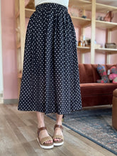 Load image into Gallery viewer, black + white polka dot midi skirt