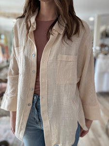 natural gauze lightweight button down