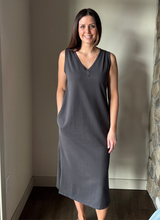 Load image into Gallery viewer, charcoal knit tank midi dress