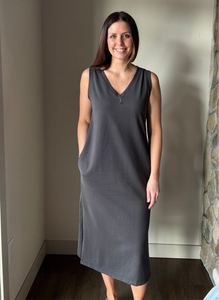 charcoal knit tank midi dress