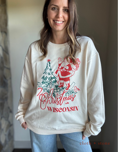 christmas in wisconsin cream sweatshirt