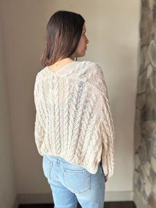 stone lightweight cable cardigan