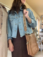 Load image into Gallery viewer, latte stitched hobo bag with guitar strap