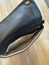 Load image into Gallery viewer, black soft leather foldover whipstitch clutch + crossbody