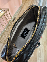 Load image into Gallery viewer, whiskey brown checkered woven crossbody camera bag