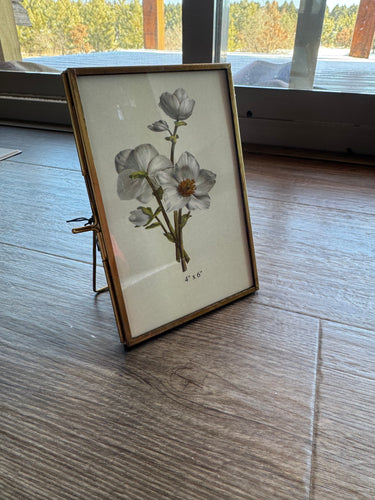 antique brass + glass photo frame 4 x 6