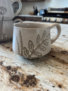 botanical relief stoneware mug