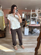 Load image into Gallery viewer, floral embroidered cotton button down