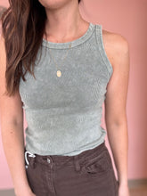 Load image into Gallery viewer, green mineral wash tank top
