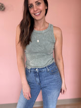 Load image into Gallery viewer, green mineral wash tank top