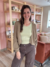 Load image into Gallery viewer, mocha cotton cropped cardigan