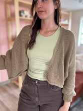 Load image into Gallery viewer, mocha cotton cropped cardigan