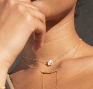 hello adorn moonstone cushion necklace | 14kt gold fill + sterling silver