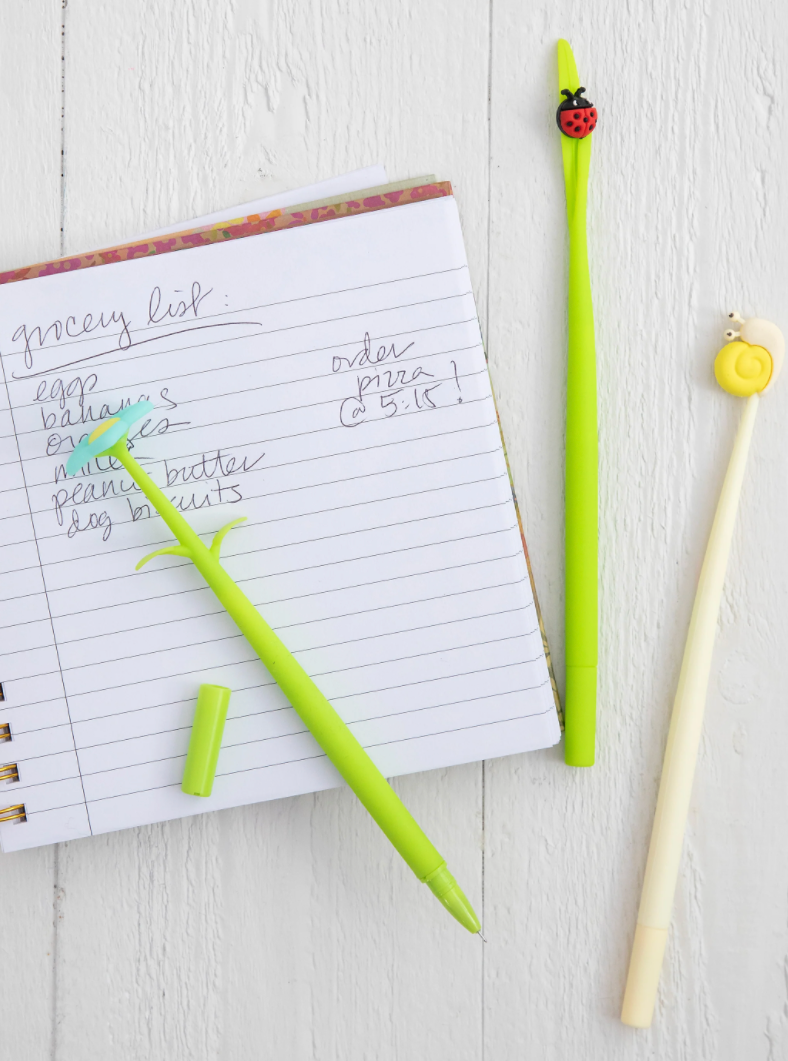 natural life happy gel ink pens, set of 3 - garden friends