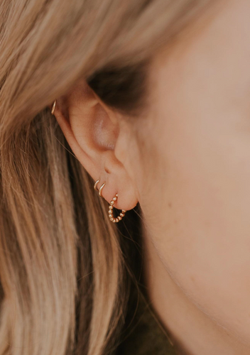 hello adorn beaded huggie hoops | 14kt gold fill + sterling silver