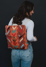 Load image into Gallery viewer, orange multi woven backpack