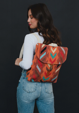 Load image into Gallery viewer, orange multi woven backpack