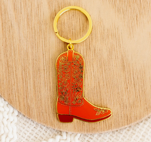 cowboy boot metal keychain