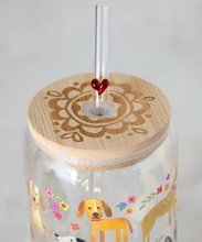 Load image into Gallery viewer, natural life dog glass tumbler with lid + straw