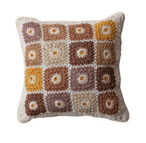 floral granny square pillow