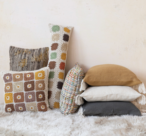 floral granny square pillow