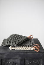 Load image into Gallery viewer, crochet pot holder with leather loop | 3 colors