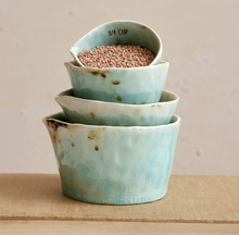 Load image into Gallery viewer, blue green dipped stone measuring cups