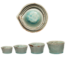 Load image into Gallery viewer, blue green dipped stone measuring cups