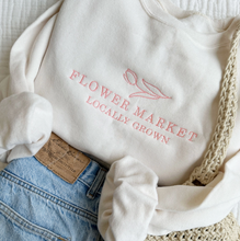 Load image into Gallery viewer, flower market embroidered sweet cream sweatshirt