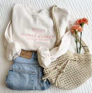 flower market embroidered sweet cream sweatshirt