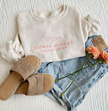 Load image into Gallery viewer, flower market embroidered sweet cream sweatshirt