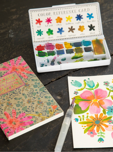 natural life travel watercolor & sketchbook set - pink floral daisy