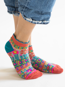 natural life cozy floral ankle socks