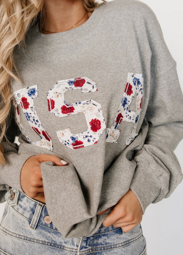 ampersand USA miss Americana patched pullover