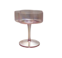 Load image into Gallery viewer, iridescent pink hand-blown pleated flower shaped coupe glass