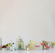 Load image into Gallery viewer, iridescent pink hand-blown pleated flower shaped coupe glass