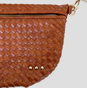 whiskey brown woven bum bag