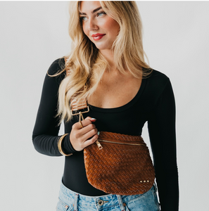 whiskey brown woven bum bag