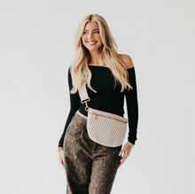 Load image into Gallery viewer, grey + white checkered woven bum bag