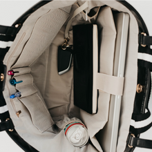 Load image into Gallery viewer, black woven organizer tote