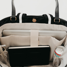 Load image into Gallery viewer, black woven organizer tote