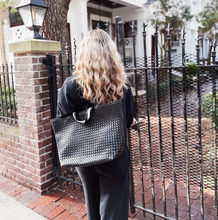 Load image into Gallery viewer, black woven organizer tote