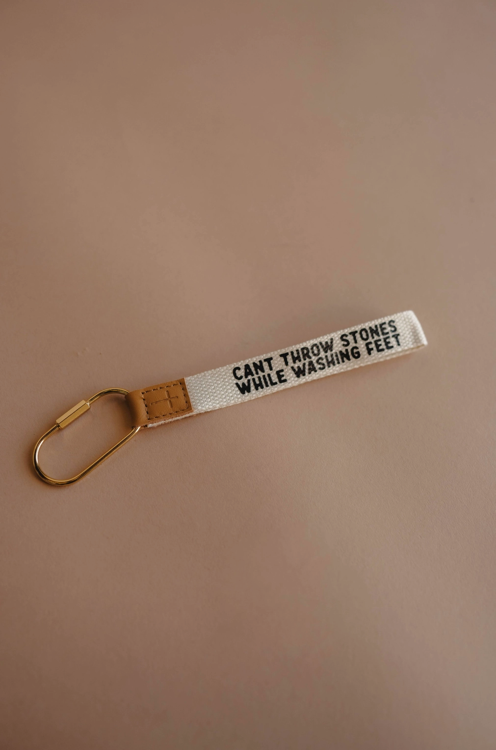 can't throw stones wristlet keychain