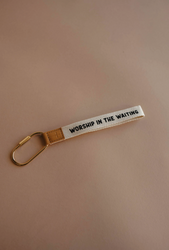 worship in the waiting wristlet keychain