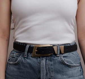black rectangular buckle belt