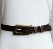 Load image into Gallery viewer, espresso rectangular buckle belt