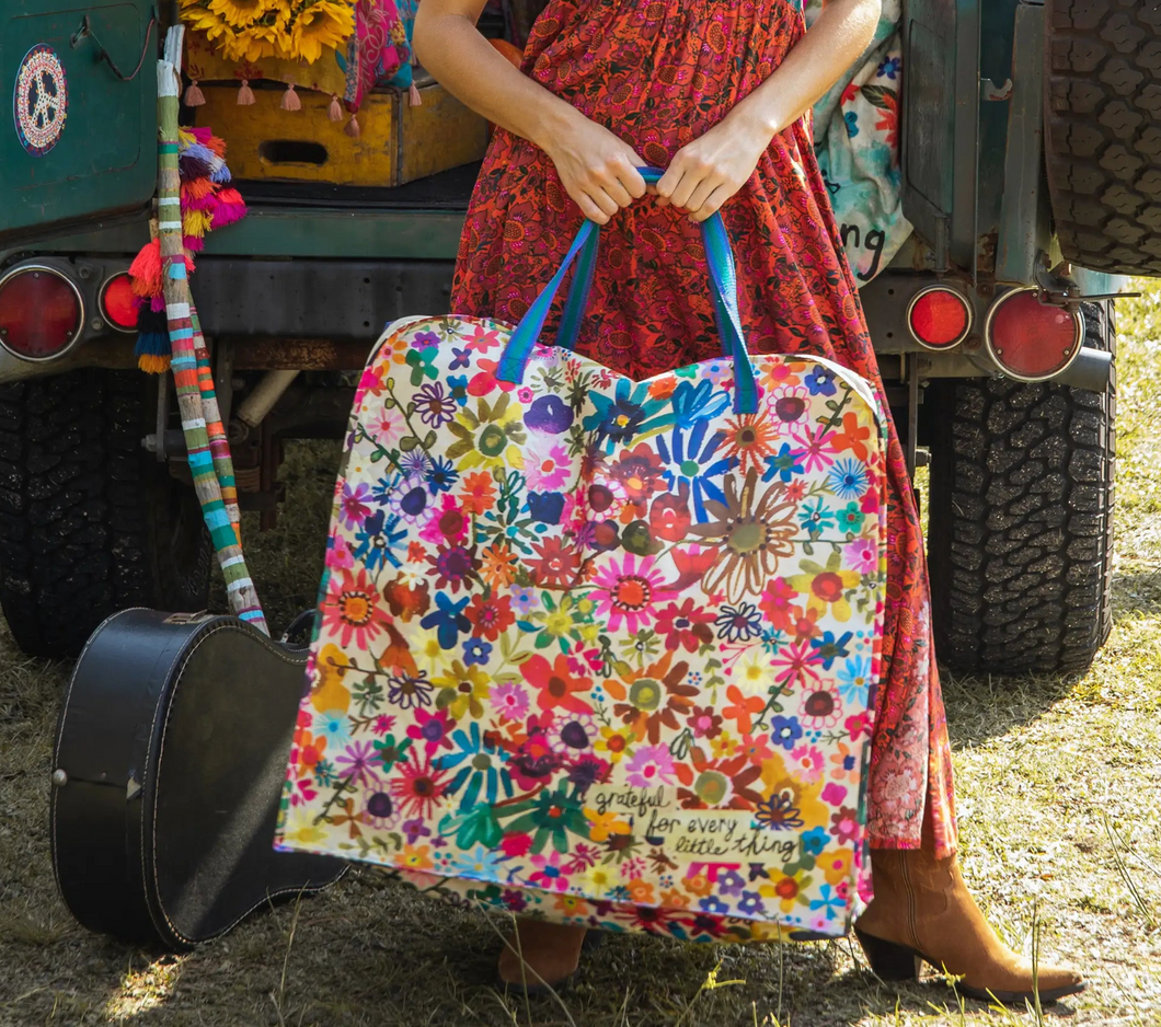 natural life happy XL zip tote bag