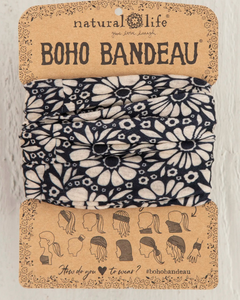 natural life full boho bandeau black white daisies