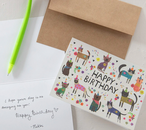 natural life happy birthday cat card
